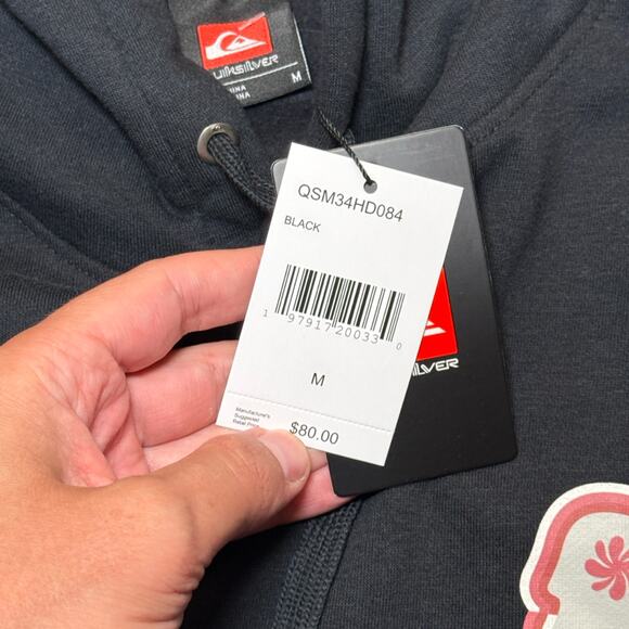 Quiksilver Dream Sessions Hoodie Black Size M NWT $80 MSRP Cotton Blend - Picture 8 of 8